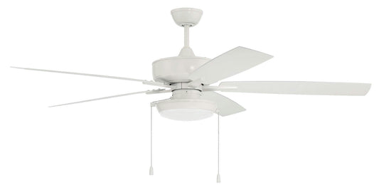 60" Outdoor Super Pro Fan with Disk Light Kit Clear Glass and Blades in White