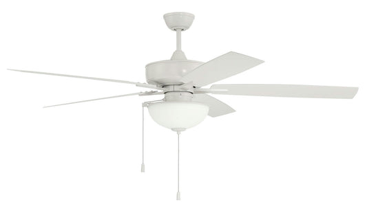 60" Outdoor Super Pro Fan with Bowl Light Kit Frosted Glass and Blades in White