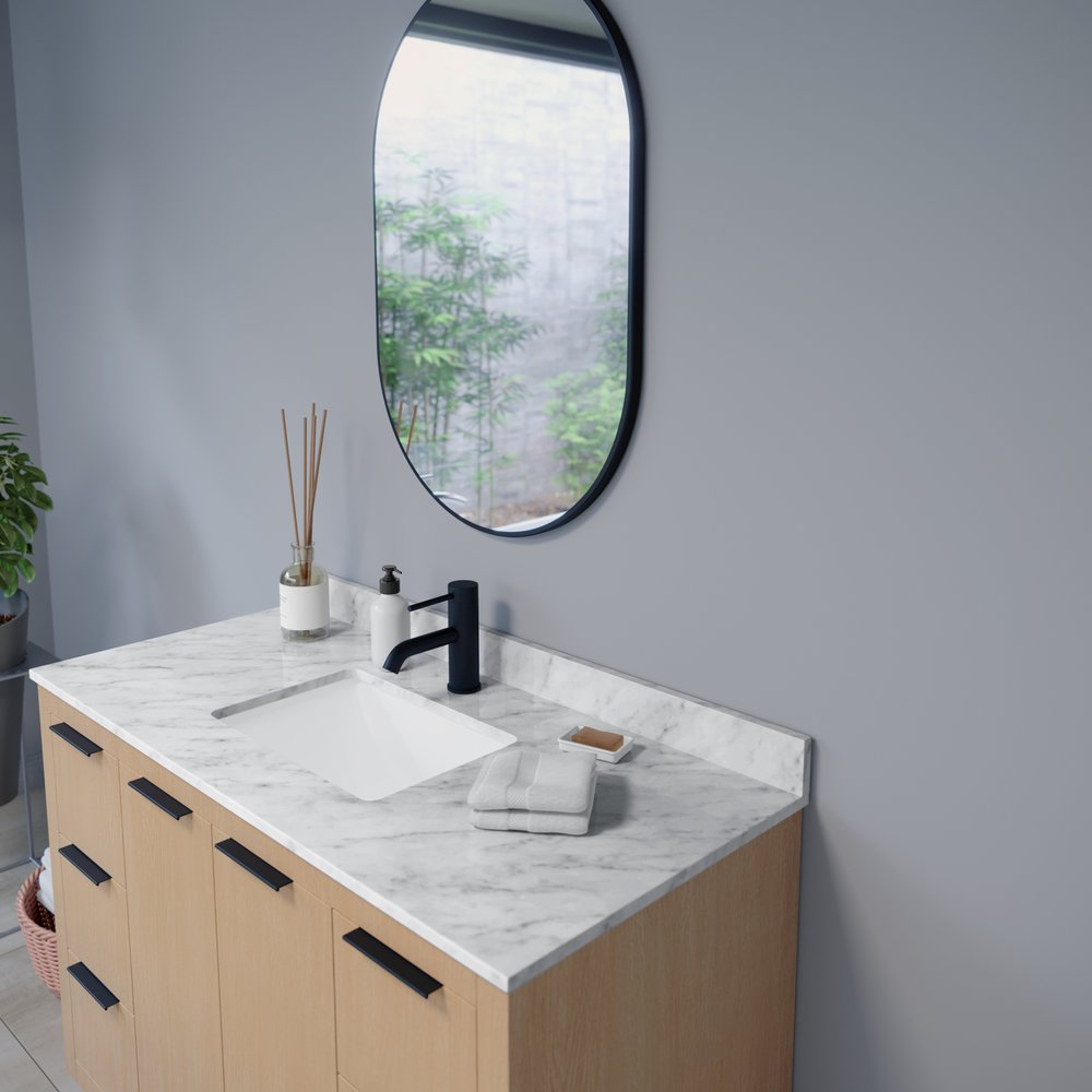 Nuova 24 in. x 36 in. Framed Oval Mirror in Matte Black