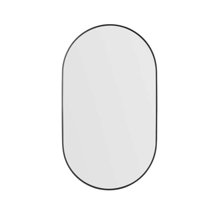 Nuova 24 in. x 42 in. Framed Oval Mirror in Matte Black