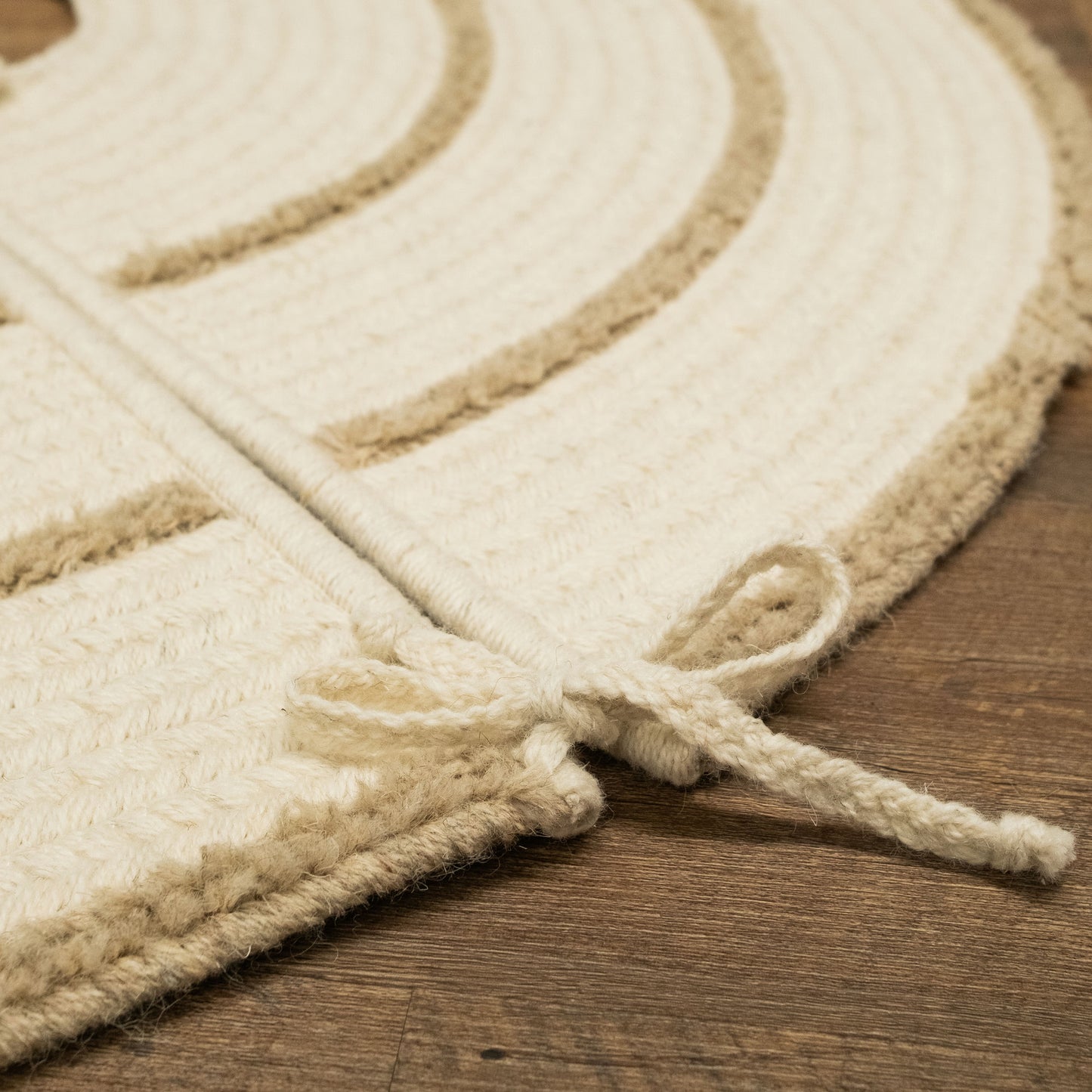 Cozy Natural Wool Stripe Holiday Tree Skirt - Natural 44" x 44"