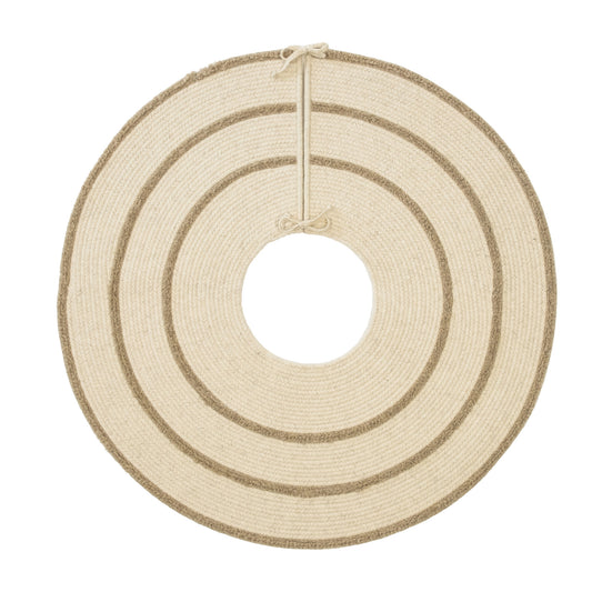 Cozy Natural Wool Stripe Holiday Tree Skirt - Natural 50â€ x 50â€