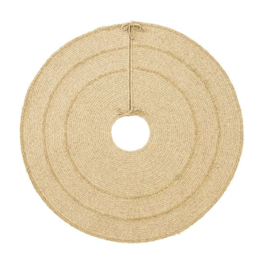 Cozy Natural Wool Stripe Holiday Tree Skirt - Beige 44" x 44"