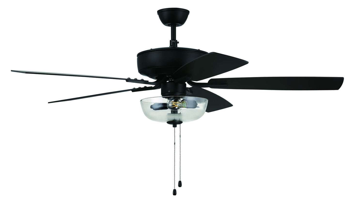 52" Pro Plus Fan with Clear Bowl Light Kit and Blades in Flat Black