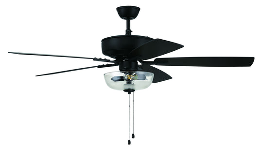 52" Pro Plus Fan with Clear Bowl Light Kit and Blades in Flat Black