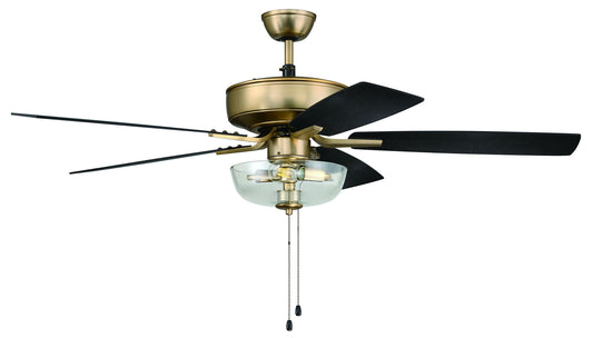 52" Pro Plus Fan with Clear Bowl Light Kit and Blades in Satin Brass