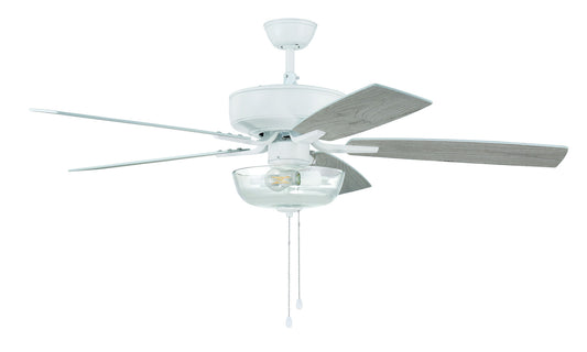 52" Pro Plus Fan with Clear Bowl Light Kit and Blades in White