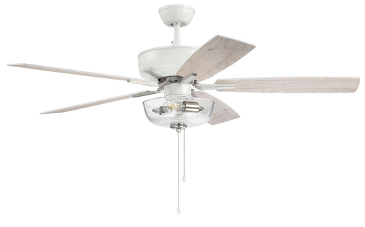 52" Pro Plus Fan w/ Bowl Light Kit White/Polished Nickel w/ Rev White Oak Blades