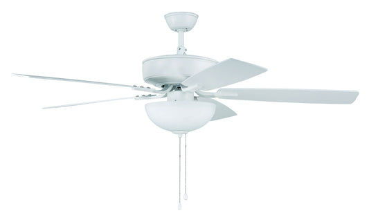 52" Pro Plus Fan with White Bowl Light Kit and Blades in White
