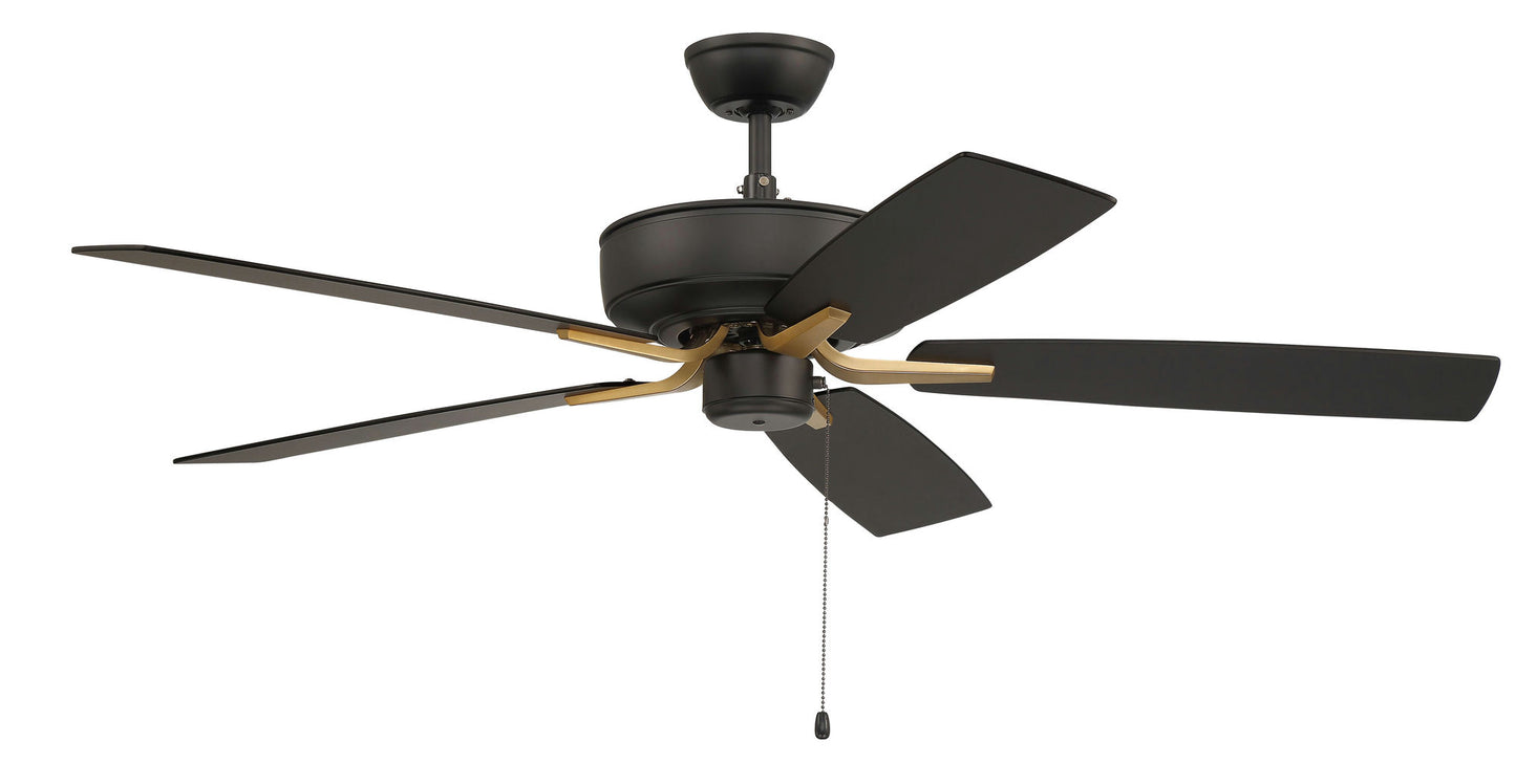 52" Pro Plus Fan black/Satin Brass w/ Reversible black/Black Walnut Blades