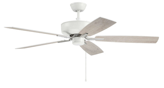 52" Pro Plus Fan in White/Polished Nickel w/ Reversible White/Washed Oak Blades
