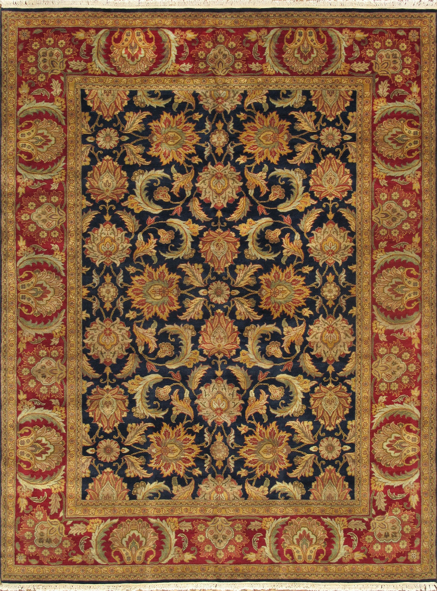 Pasargad Home Agra Collection Hand-Knotted Lamb's Wool Area Rug- 9'1" X 12'1"