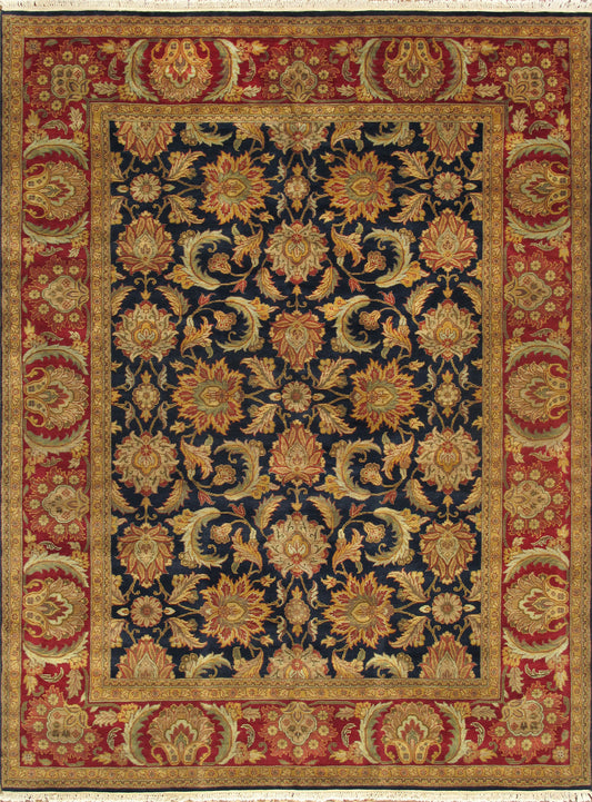 Pasargad Home Agra Collection Hand-Knotted Lamb's Wool Area Rug- 9'1" X 12'1"