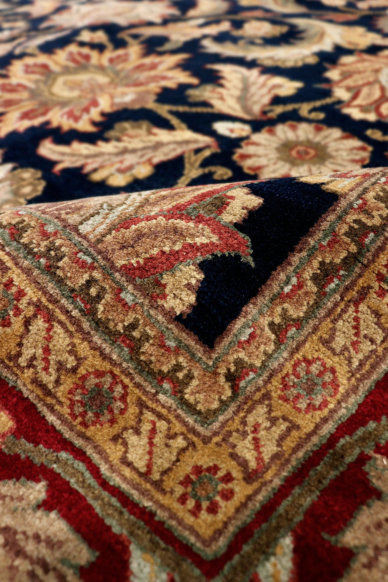 Pasargad Home Agra Collection Hand-Knotted Lamb's Wool Area Rug- 9'1" X 12'1"