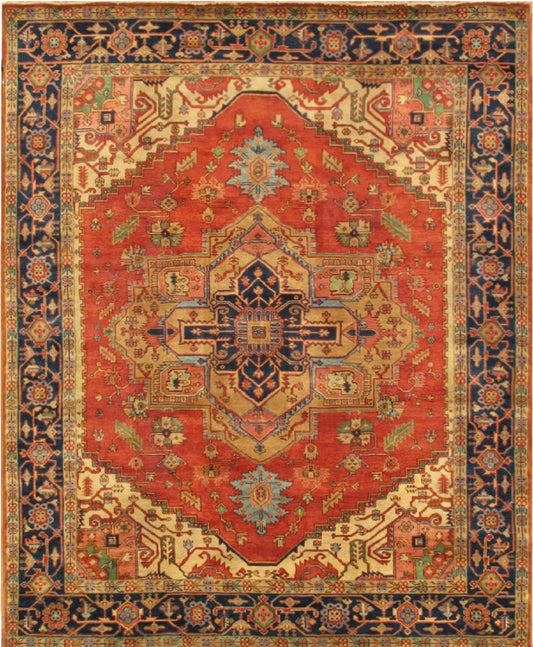 Pasargad Home Serapi Collection Hand-Knotted Rust Wool Area Rug - 8'11" X 9'1"