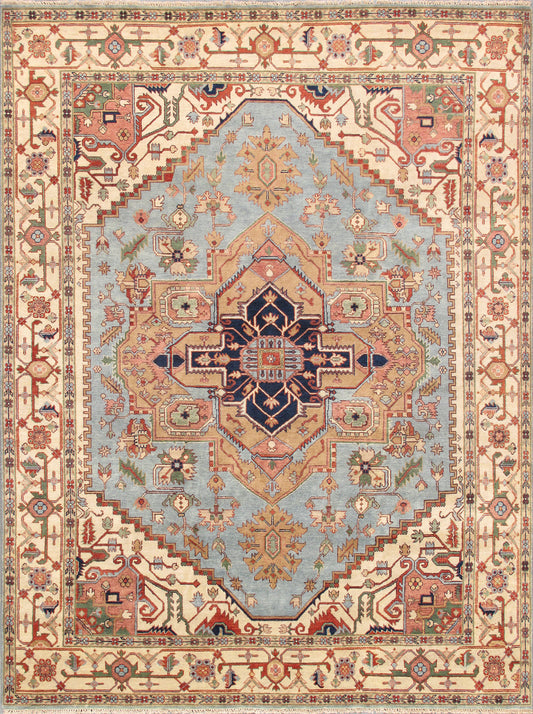 Pasargad Home Serapi Collection L. Blue Wool Area Rug - 9'0" X 11'11"