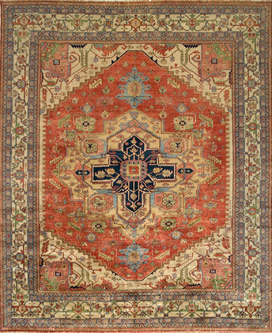 Pasargad Home Serapi Collection Hand-Knotted Rust Wool Area Rug - 6'1" X 8'11"