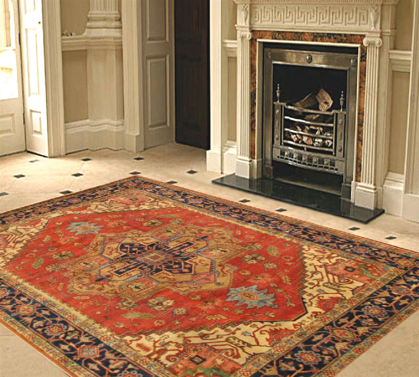 Pasargad Home Serapi Collection Hand-Knotted Rust Wool Area Rug - 9'7" X 13'11"