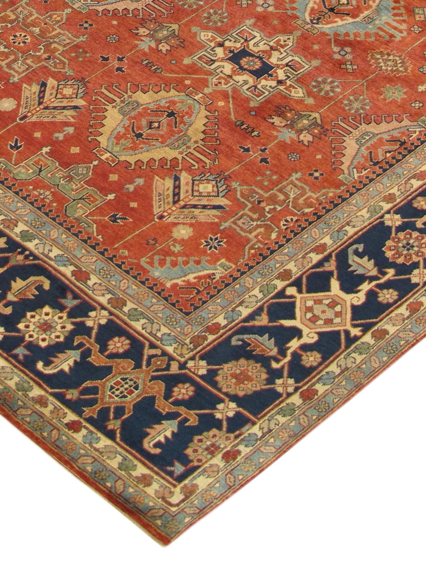 Pasargad Home Mahal Collection Hand-Knotted Rust Wool Area Rug - 9'0" X 12'1"