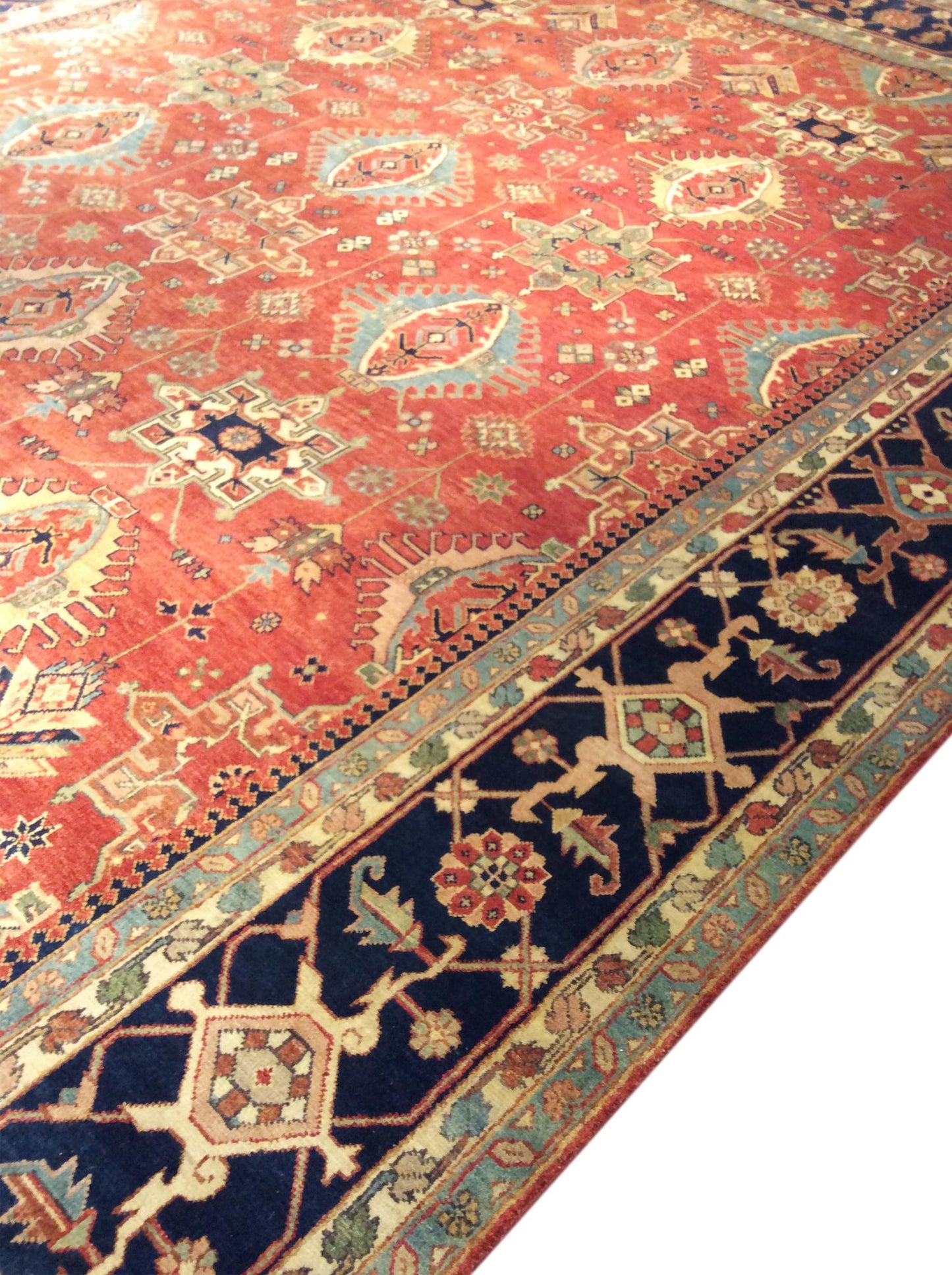 Pasargad Home Mahal Collection Hand-Knotted Rust Wool Area Rug - 9'0" X 12'1"