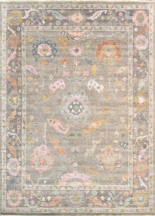 Pasargad Home Oushak Collection Silver Wool Area Rug 5'11" X 9'0"