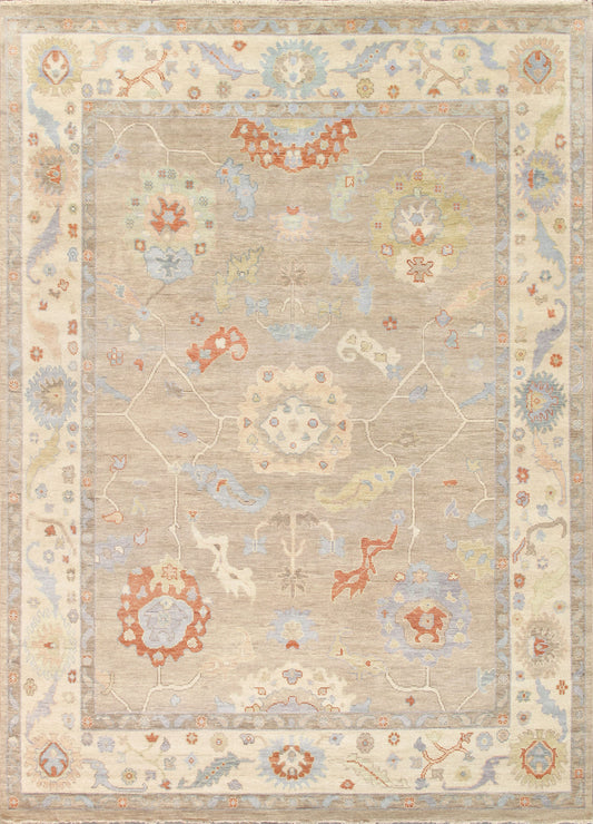 Pasargad Home Oushak Collection Beige Wool Area Rug 11'9" X 14'10"