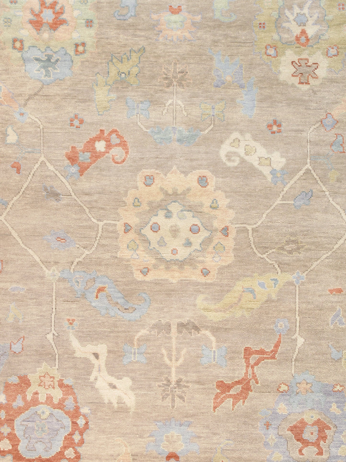 Pasargad Home Oushak Collection Beige Wool Area Rug 9'1" X 11'11"