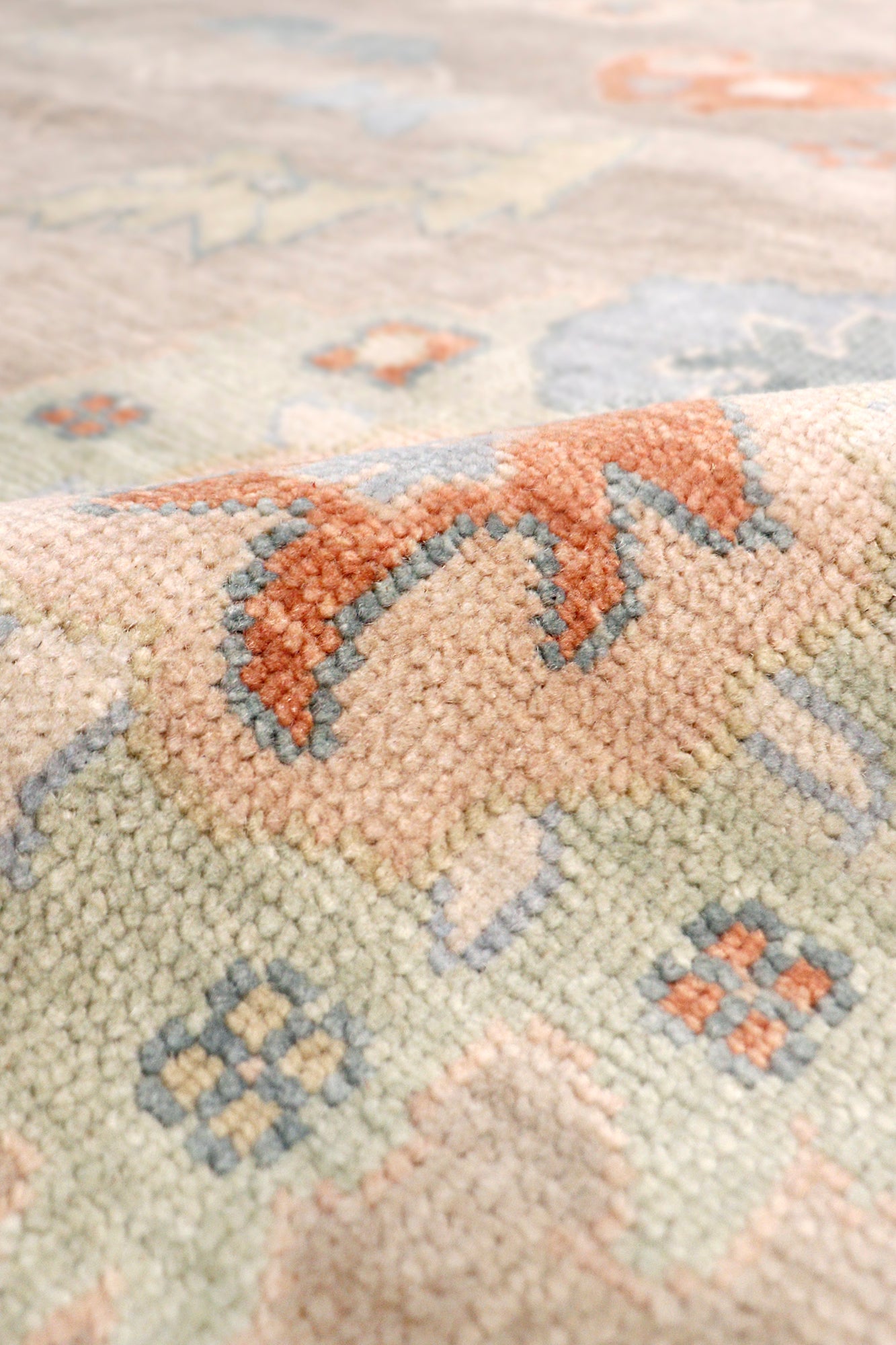 Pasargad Home Oushak Collection Beige Wool Area Rug 9'1" X 11'11"