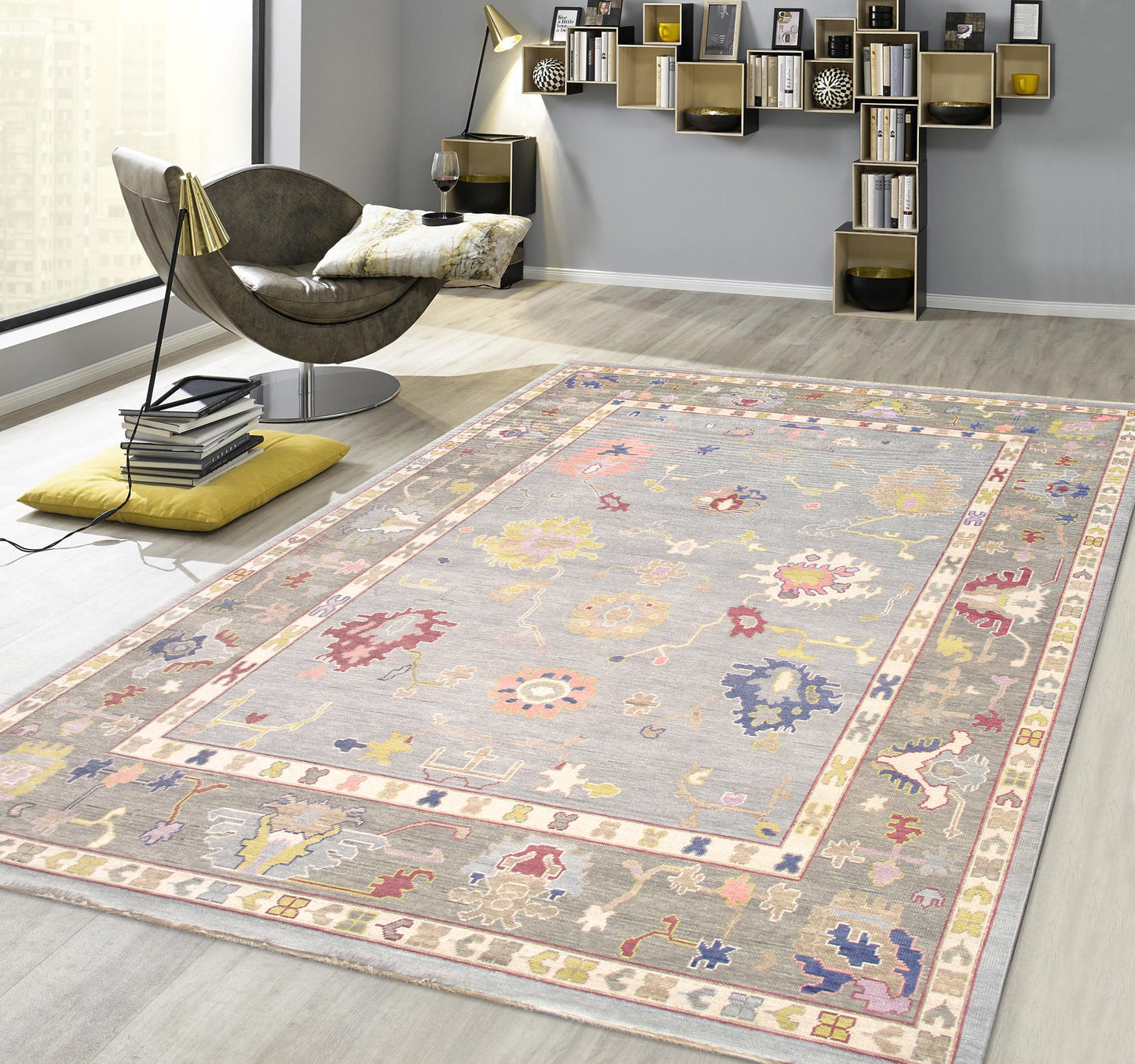 Pasargad Home Oushak Collection Blue Wool Area Rug 8'11" X 12'0"