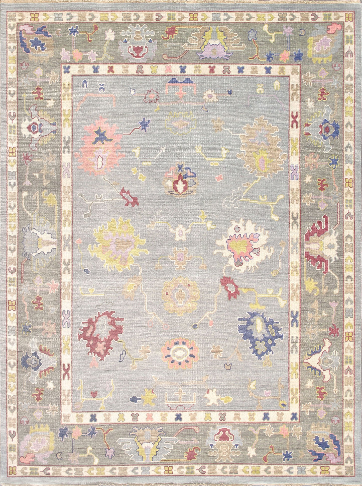 Pasargad Home Oushak Collection Blue Wool Area Rug 8'0" X 10'1"
