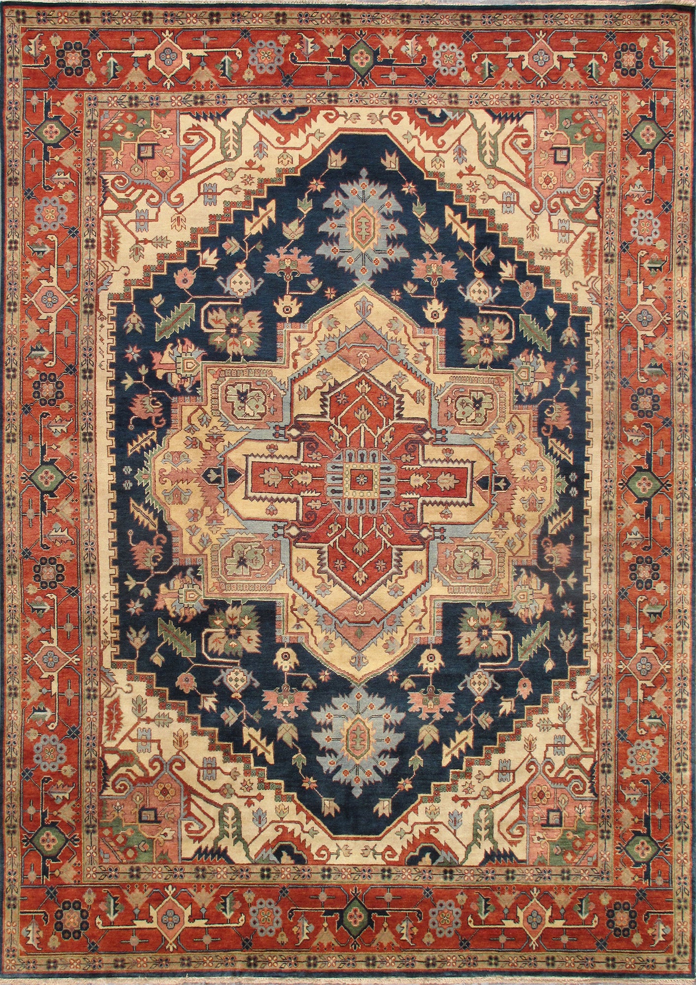 Pasargad Home Serapi Collection Hand-Knotted Navy Wool Area Rug - 8'0" X 9'11"