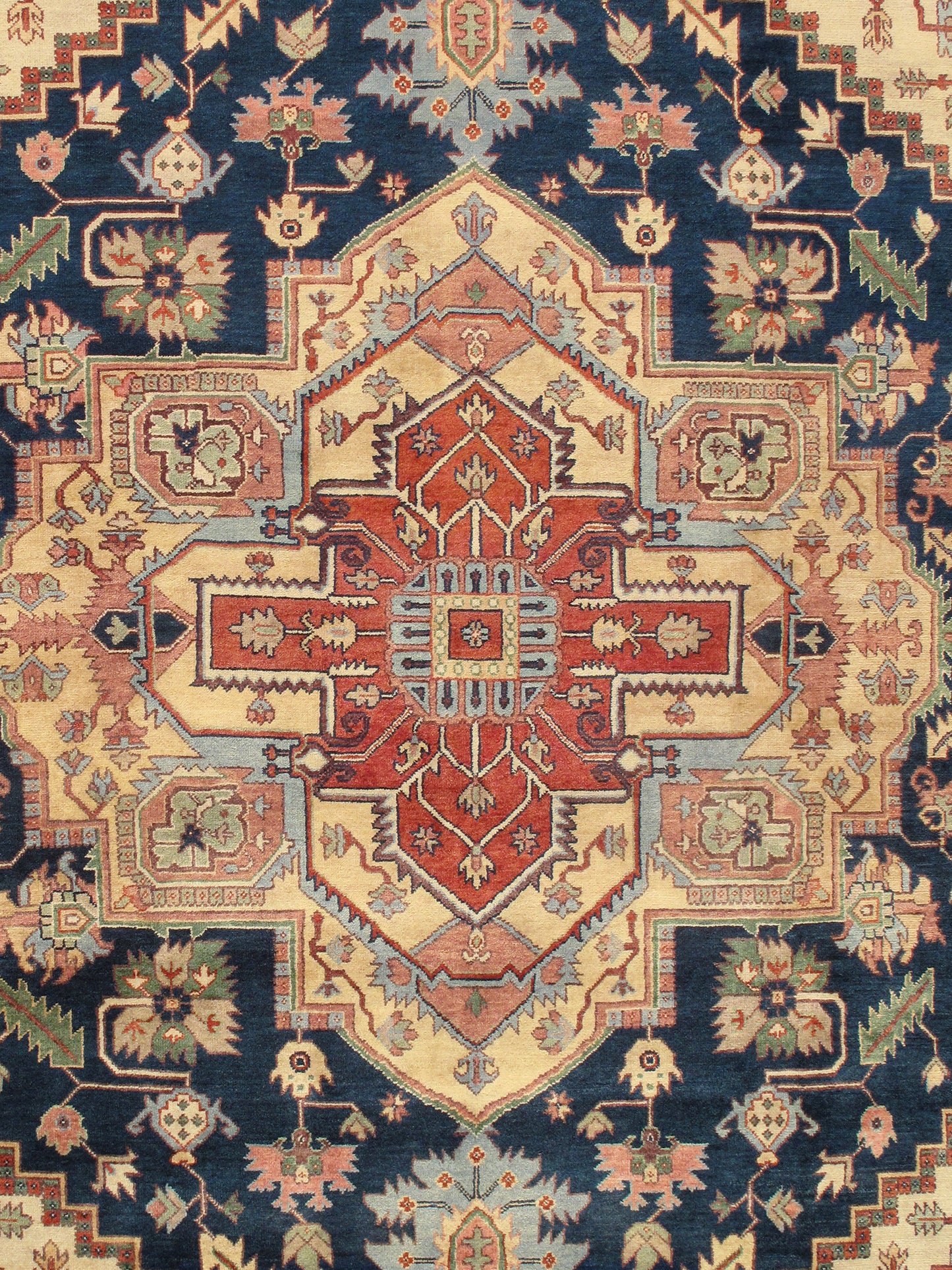 Pasargad Home Serapi Collection Hand-Knotted Navy Wool Area Rug - 8'0" X 9'11"