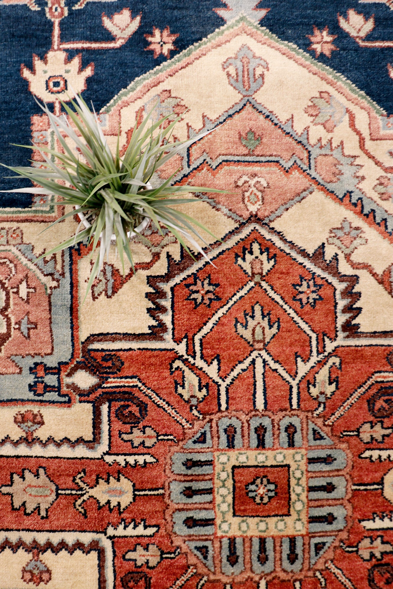 Pasargad Home Serapi Collection Hand-Knotted Navy Wool Area Rug - 8'0" X 9'11"