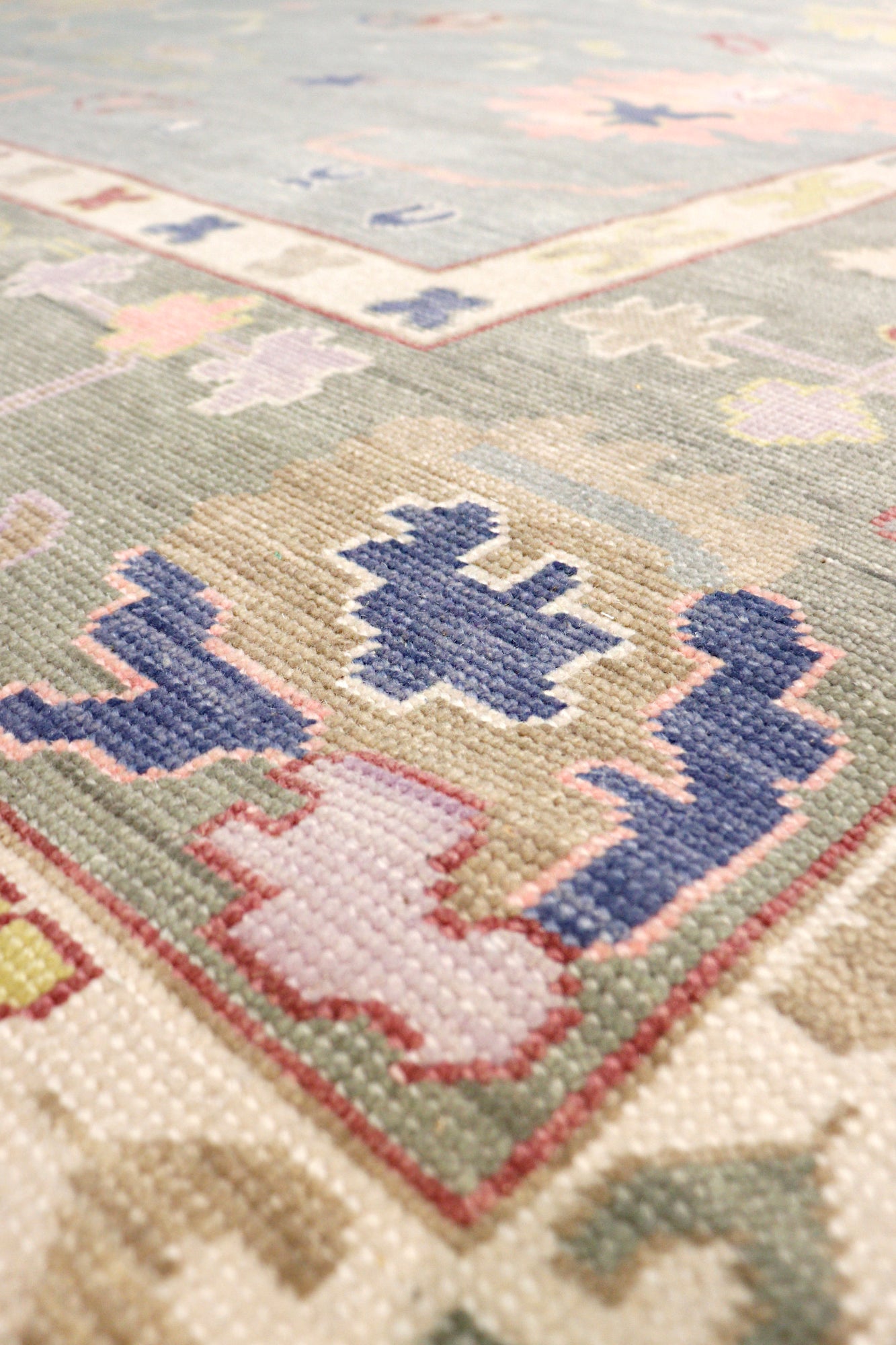Pasargad Home Oushak Collection Blue Wool Area Rug 3'11" X 6'0"