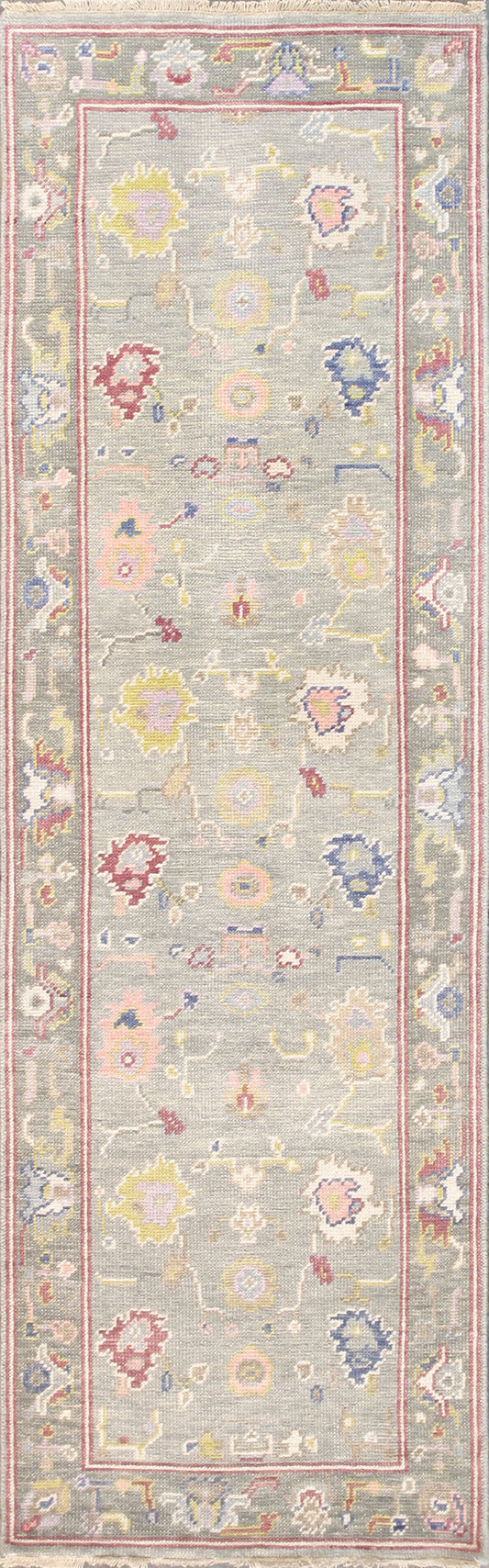 Pasargad Home Oushak Collection Blue Wool Runner 2'8" X 10'0"