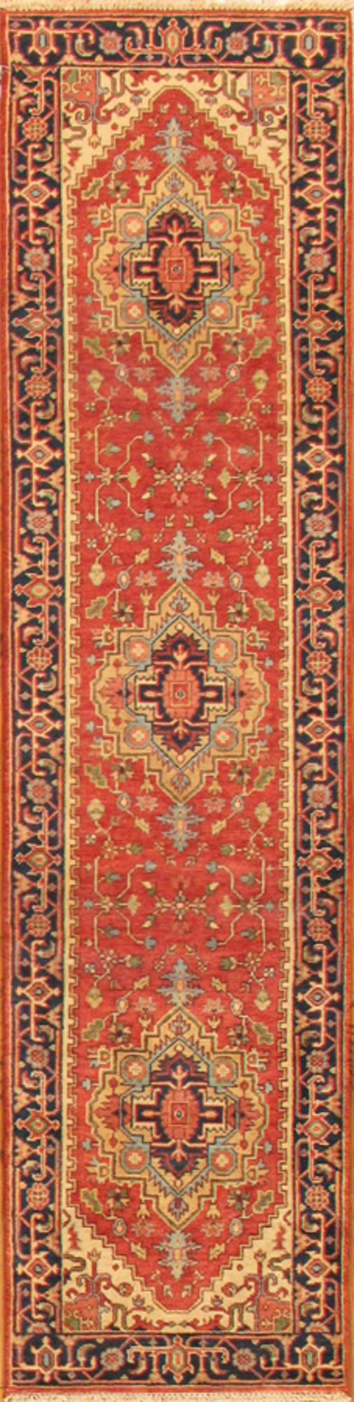 Pasargad Home Serapi Collection Hand-Knotted Rust Wool Area Rug - 2'6" X 7'11"