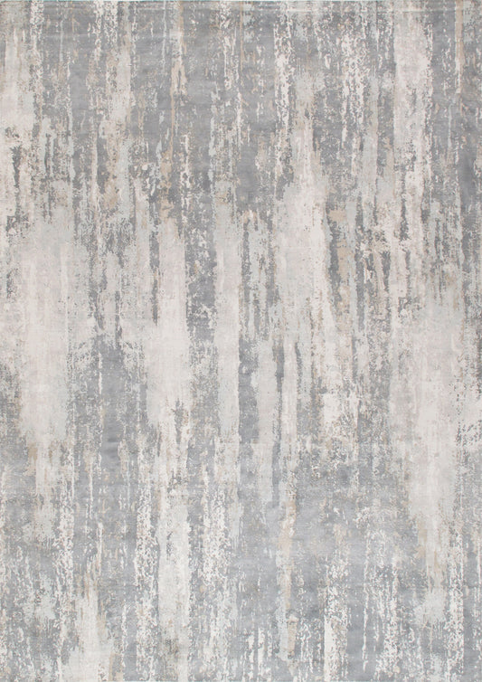 Pasargad Home Beverly Collection Grey/ Ivory Bamboo Silk Area Rug 9'0" X 12'0"