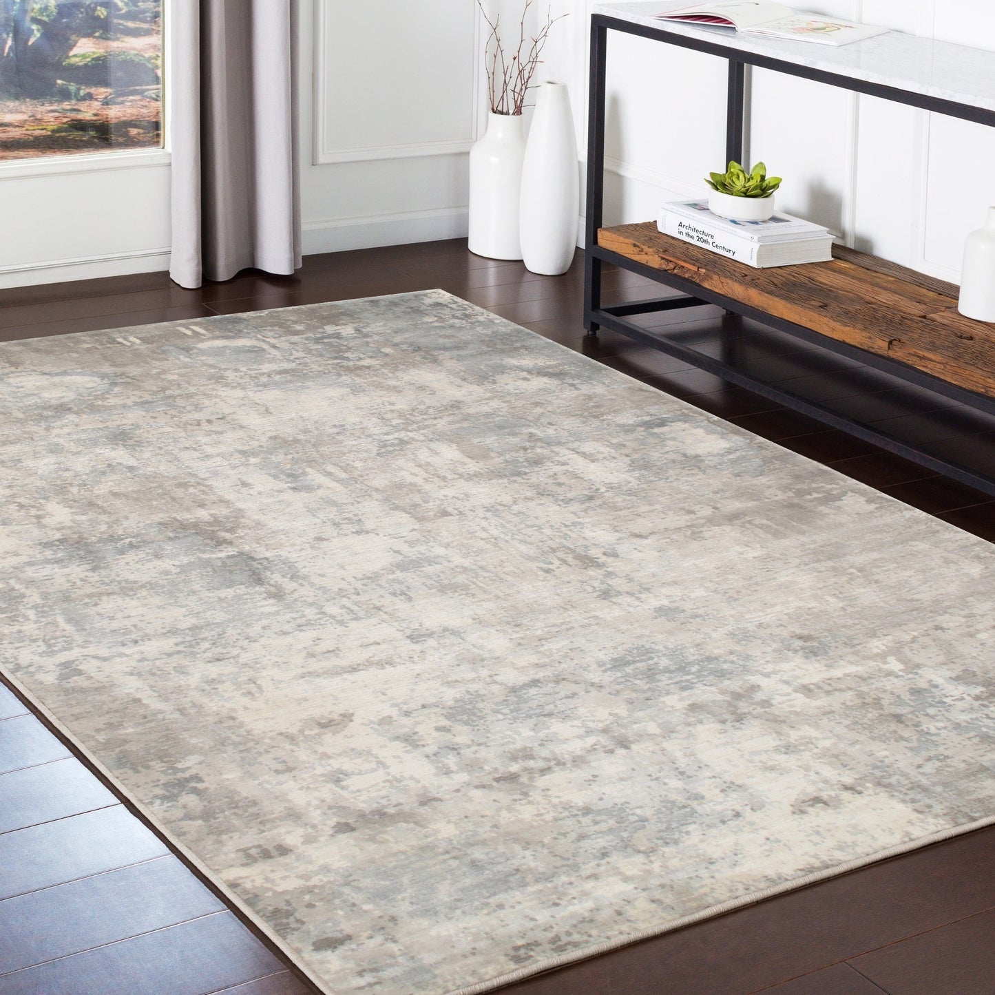 Pasargad Home Beverly Collection Grey/ Multi Bamboo Silk Area Rug 8'0" X 10'0"