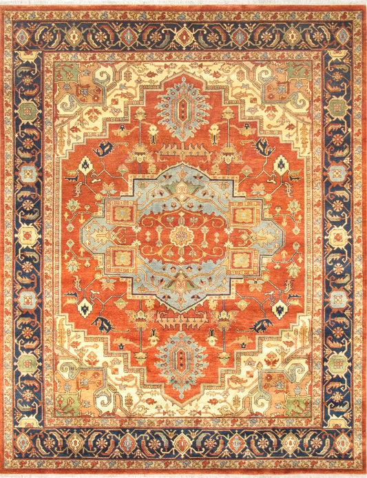 Pasargad Home Serapi Collection Hand-Knotted Rust Wool Area Rug - 10'1" X 13'11"