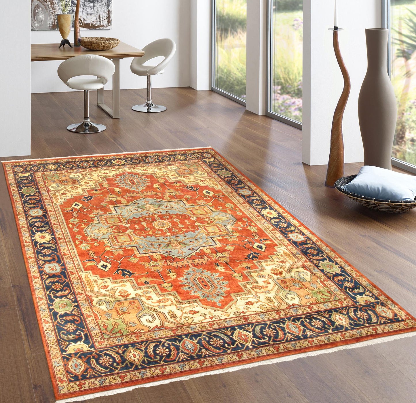 Pasargad Home Serapi Collection Hand-Knotted Rust Wool Area Rug - 10'1" X 13'11"