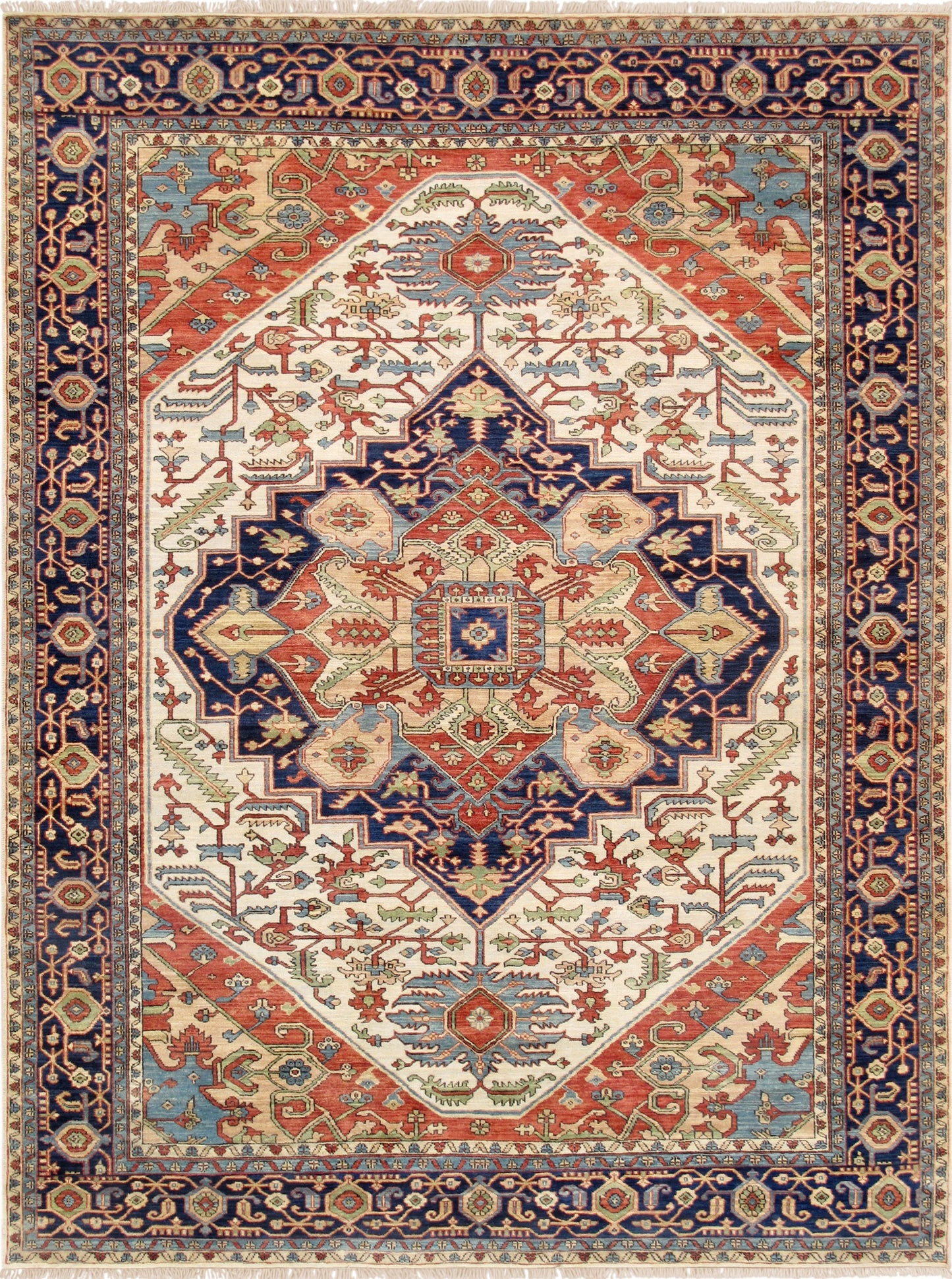 Pasargad Home Serapi Collection Hand-Knotted Ivory Wool Area Rug - 7'11" X 8'2"