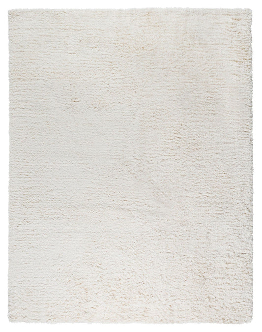 Pasargad Home Paris Shag Collection Ivory Poly & Cotton Area Rug 5'0" X 8'0"