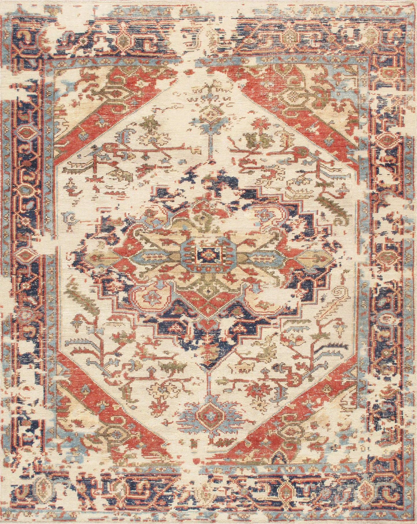 Pasargad Home Serapi Collection Hand-Knotted Ivory Wool Area Rug - 8'3" X 10'0"