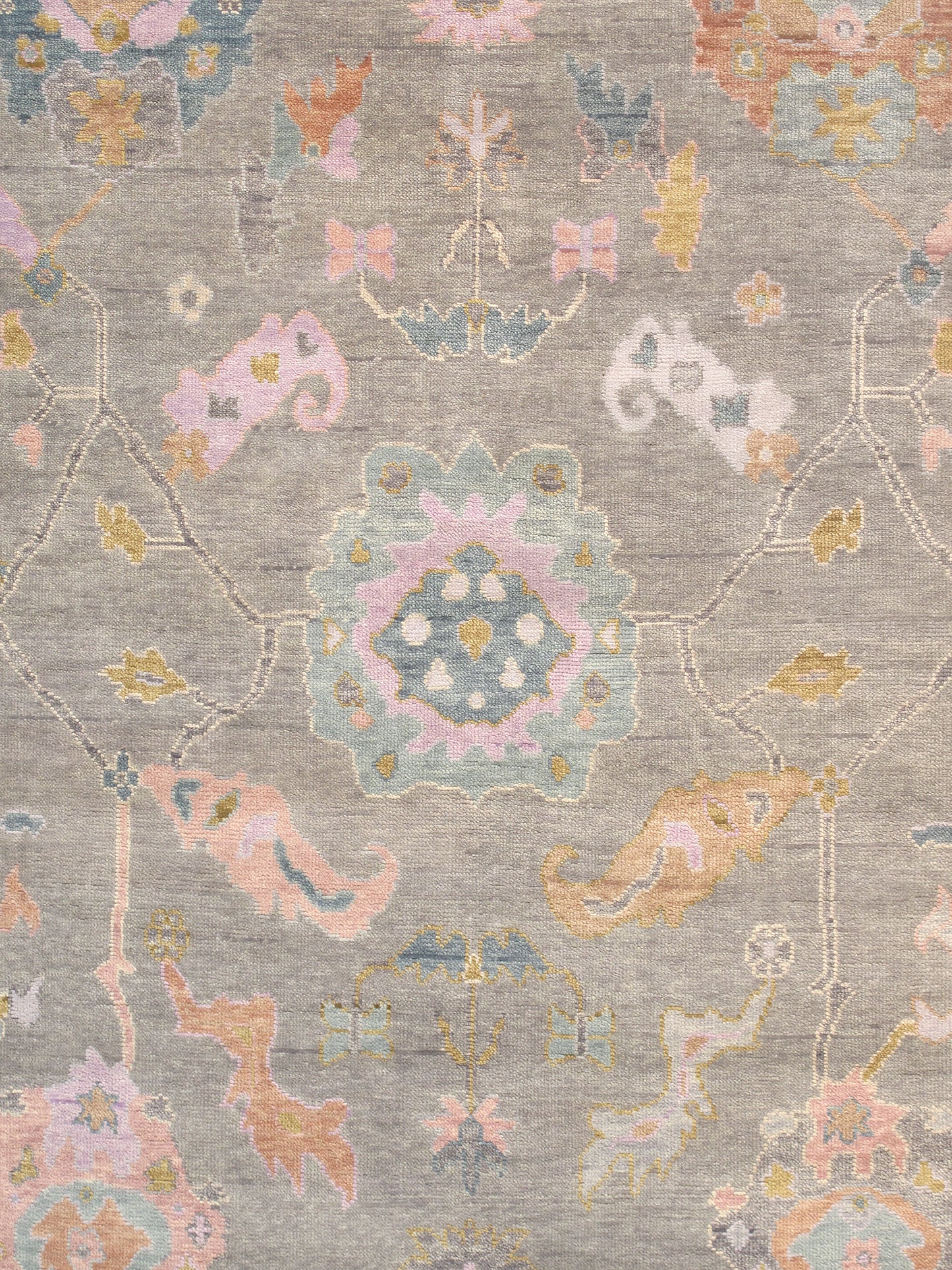 Pasargad Home Oushak Collection Silver Wool Area Rug - 8'9" X 11'10"