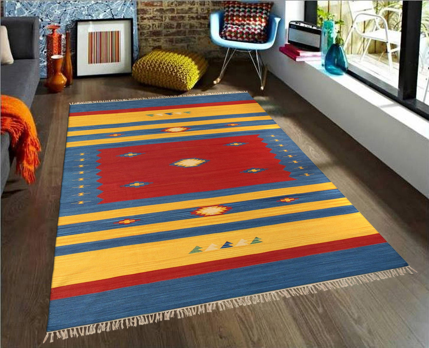Pasargad Home Anatolian Collection Multi Cotton Area Rug 8'0" X 8'0"