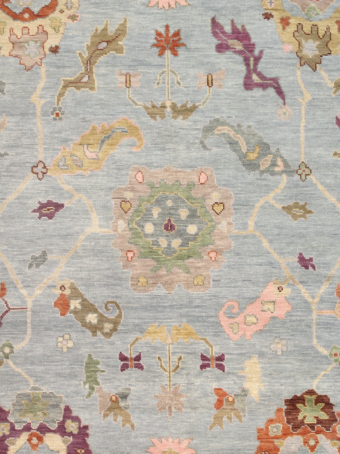 Pasargad Home Oushak Collection Hand-Knotted Blue Wool Area Rug - 8'10" X 11'11"