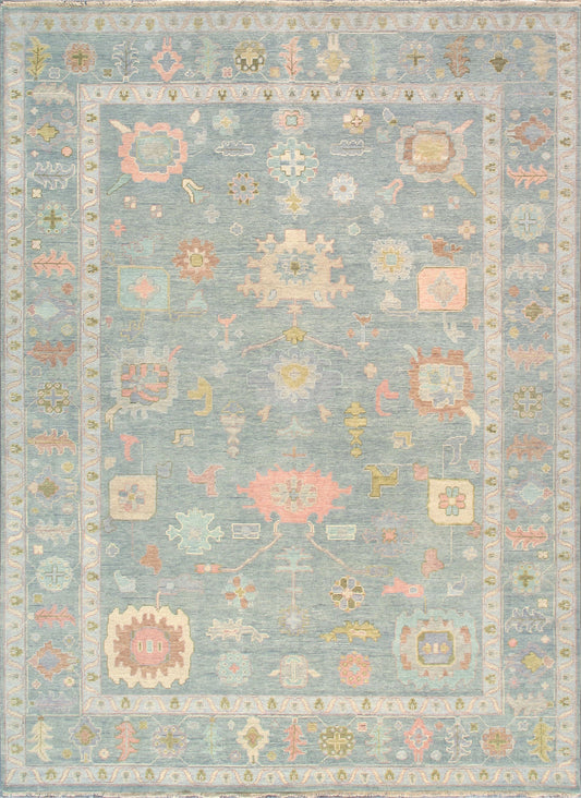 Pasargad Home Oushak Collection L. Blue Wool Area Rug - 6'2" X 8'11"