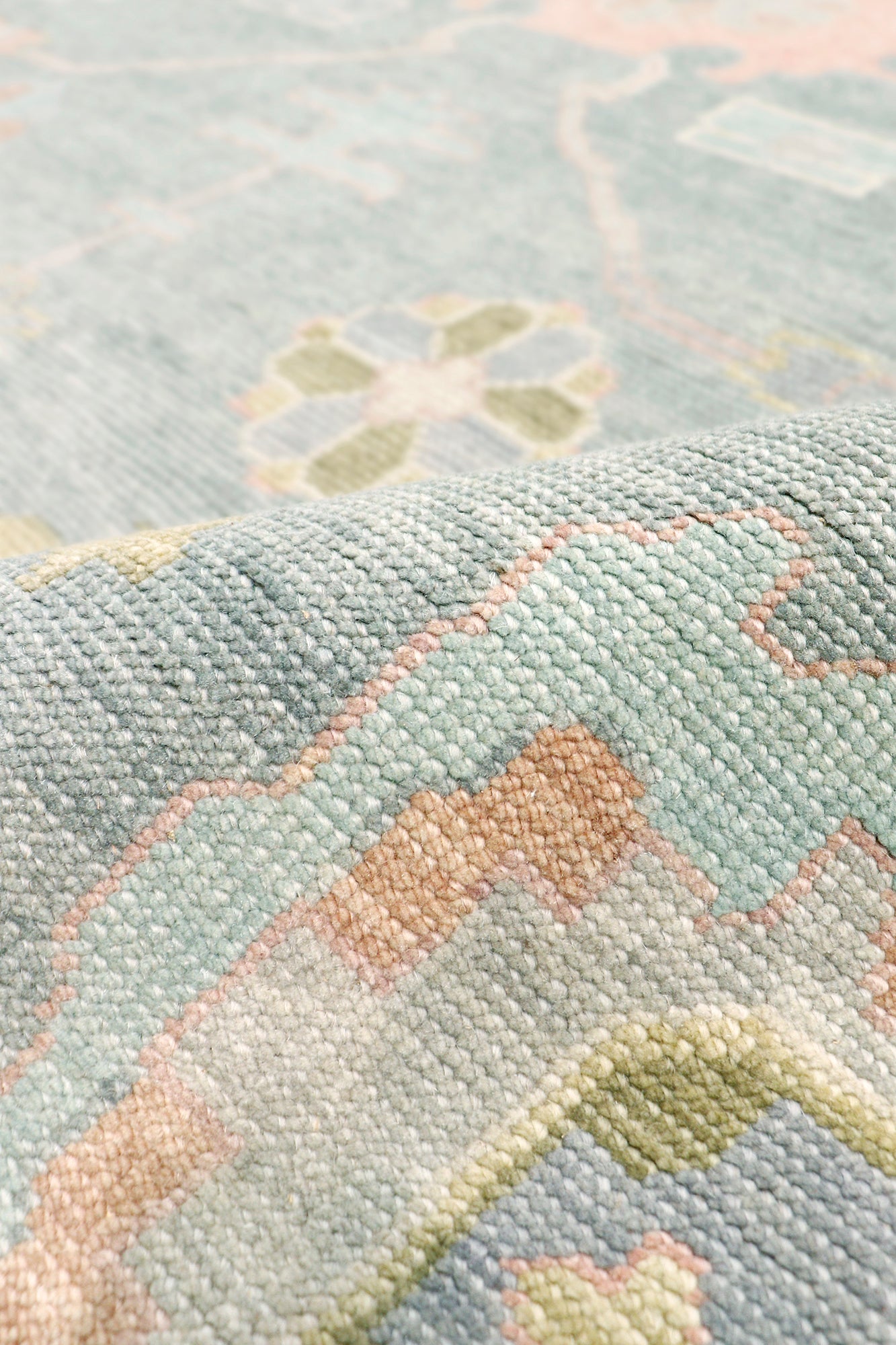 Pasargad Home Oushak Collection L. Blue Wool Area Rug - 6'2" X 8'11"