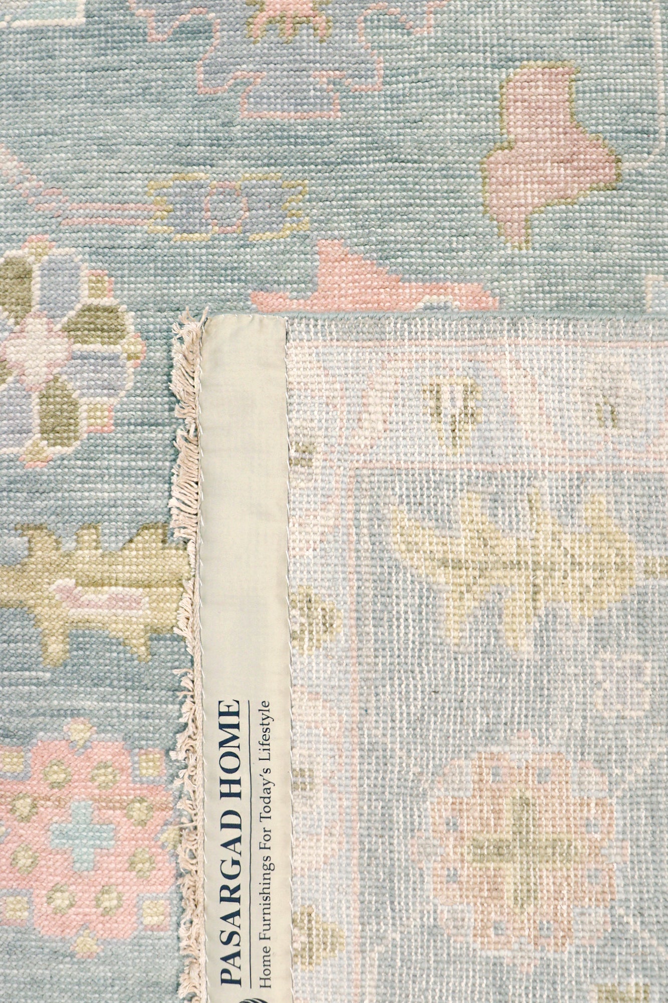 Pasargad Home Oushak Collection L. Blue Wool Area Rug - 6'2" X 8'11"