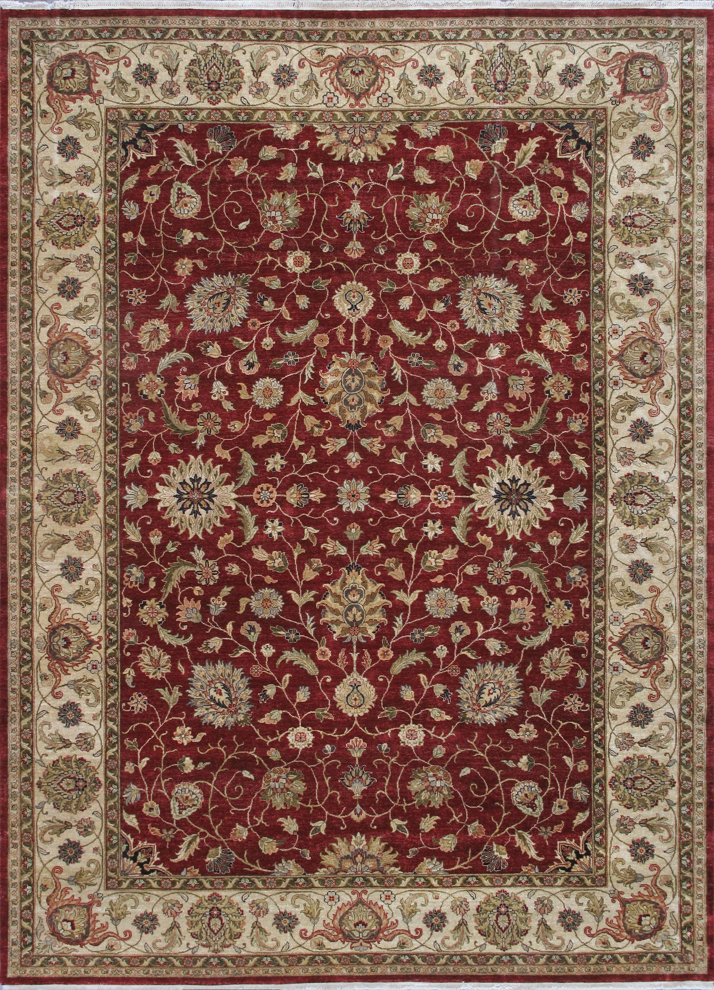 Pasargad Home Agra Collection Red Lamb's Wool Area Rug - 9'8" X 13'3"